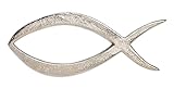 TEMPELWELT Deko Anhänger Deko Symbol Ichthys Christen Fisch 22 cm, Metall Silber foliert, Dekofigur zum Hinlegen, Anhänger Wandsymbol, Glückbringer Talisman Jesuszeichen