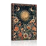 WENGTIAO Islamisch Blume Leinwand Bilder Kunstdrucke Gerahmtes Bild Muslimisch Sonne Mond Geblümt Malerei auf Leinwand Wohnzimmer Schlafzimmer Wanddeko 30x40cm