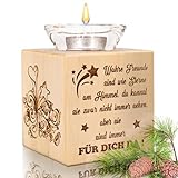 sagl.tirol® Zirbenholz Teelichthalter, Wahre Freunde sind wie Sterne, Freundschaftslicht mit Gravur, handgefertigt, inkl. Glas & Teelicht, Geschenkidee für Freunde, Wahre Freunde...