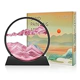 Wai Danie Sandbilder zum Drehen 3D Sandscape - die Sandkunst in Tiefsee Fließende Sandmalerei Sandbild Geschenke Sanduhr Deko Aesthetic für Büro Wohnzimmer Schreibtisch Erwachsene Kinder (Rosa, 12'')
