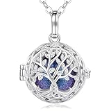 EUDORA Harmony Ball Lebensbaum Klangkugel Kette Schwangerschaft Schutzengel Anhänger für Damen, Mexiko Bola Musik Halskette Engelsrufer Kette mit Anhänger Schmuck Geschenke für Frauen, 114cm + 76cm