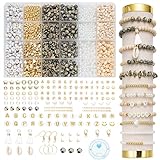 Leuyuee Natürliche Amazonit Perlen Edelstein Perlen Perlen Set Zum Auffädeln 1679 Stück Glasperlen Kit Perlenset Beads für DIY Schmuck Halskette Ohrringe Kette für Kinder Erwachsene (Schmuckfarbe)