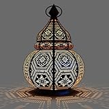 Orientalische Laterne aus Metall Maha Schwarz 28cm | orientalisches Marokkanisches Windlicht Gartenwindlicht | Marokkanische Metalllaterne für Ramadan als Gartenlaterne, oder Innen als Tischlaterne