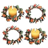 Koonafy Weihnachts Kerzenringe, 6cm Perlen Kerzenring Kranz künstlichen Blumen Perlakzenten Kerzen Mini Blumenkranz für Hochzeit, Tafelaufsatz, Weihnachten, Tischdekoration (Beeren)