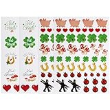 BETESSIN 136pcs Viel Glück Aufkleber Kleeblatt Sticker Glücksbringer Silvester Geschenk Etiketten Schwein Sticker 4cm Herzen Marienkäfer Hufeisen Neujahr Weihnachten Geschenkaufkleber Scrapbooking