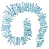 KYEYGWO Titanium Beschichtet Kristall Punkt Perlen Grobe Stein Sticks Spikes Natürliche Quarz Gebohrt 15 Zoll Strang Lose Perlen für Schmuck Machen