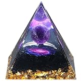 QINJIEJIE Groß Kristall Pyramide Amethyst Orgonit Pyramide Edelstein Stein Harz Pyramide Meditation Natürliche Reiki Spirituelle Deko Esoterik Geschenke 6cm