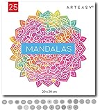 Arteasy® Mandala Malset mit 25 Mandalas zum Ausmalen für Kinder und Erwachsene - Ausmalbilder als Geschenk für Entspannung und Achtsamkeit speziell für Stifte auf Wasserbasis