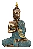 MF Dhyana Mudra Shanti Buddha in Mint Grün Gold Dekorative Figur, 30 cm