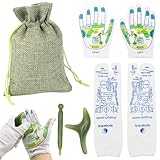 VEGCOO Reflexzonen Socken Set,Fußmassage Socken,Fußreflexzonen Socken mit Werkzeugen,Markierte Akupressur Socken und Handschuhe Set zur Linderung von Müdigkeit (Größen 40–45)