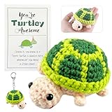 Qnynnty Positive Häkel Schildkröte Pocket Hug Geschenk Positive Energie Schlüsselanhänger mit Glücksbringer Karte Niedliche Strickwolle Schildkröten Puppe für Geburtstag, Freunde und Deko