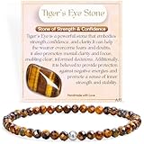 Farfume Tigerauge - Stärke & Vertrauen - Edelstein Perlen Armband für Frauen, 4mm Kristall Silber 925 Naturstein Schmuck Elastisch Armbänder Damen, Chakra Spirituelle Charms Armbänder Geschenke