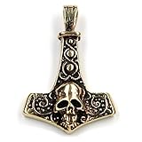 Drachensilber Thor Hammer Totenkopf Bronze Schmuck Anhänger Länge mit Öse: 4cm, inkl. Band