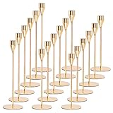 Set mit 18 Kerzenhaltern, goldfarben, konisch, passend für 3/4 Zoll Dicke Kerzen, hoher Kerzenständer aus Metall für Hochzeit, Heimdekoration, Abendessen bei Kerzenschein (Gold)