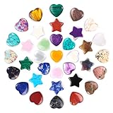Cofvetia 20 Stück Glücksbringer Herz Stein und Stern Stein, Natürliche Edelsteine Set für Kinder, Heilung Kristall Edelsteine für Liebhaber, Natürliche Bunte Heilsteine für Meditation, Chakra, Reiki