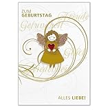 Perleberg hochwertige Geburtstagskarte der Lifestyle Collection mit Engel-Motiv - beschützende Karte zum Geburtstag mit Umschlag - Geburtstagskarten in Premium-Qualität 11,6 x 16,6 cm