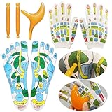 Reflexzonen Socken, Fußreflexzonen Socken, mit Acupressure Pen, Reflexzonen Handschuhe, Massagesocken mit Reflexzonen, Größe 35-39, Massage-Druckpunkt-Fußsocken und Handschuhe für Männer und Frauen
