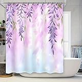 HNBFKD Glyzinien-Duschvorhang für Badezimmer – wasserdicht und langlebig mit Blumenmuster – ideal für die Inneneinrichtung und EIN Spa-Ambiente 182x214cm/72x84in(WxH)