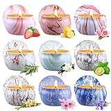 Duftkerzen Geschenke, 9 Stück Aromatherapie Kerzen Set für Frauen, Sojawachs Kerzenset, Tragbare Reisekerzen, Kleine Geschenkset für Muttertag,Weihnachten,Geburtstag, Valentinstag, Bad, Yoga
