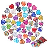 FIVAVA Edelsteine für Kinder,50 Stück Herz Stein Bunte Glückssteine Heilsteine Kristalle Steine,Liebe Steine Natürliche Edelsteine Set für Meditation, Chakra, Reiki, Valentinstag