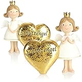com-four® 2X Deko-Engel Schutzengel mit Herz - Aufsteller Deko-Figur - Engel-Figur in goldfarben - Glücksengel mit Aufschrift „Schutzengel“ - Dekoration und Glücksbringer