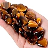 QINJIEJIE 20 Stück Herz Steine Tigerauge Heilung Kristalle Natürliche Edelsteine Liebe Herz Stein Set Glückssteine Daumen Edelsteine für Chakra Reiki Meditation