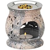 MaMeMi Grosses Räucherstövchen [Höhe 10 cm] aus Speckstein. Zum Räuchern mit einem Teelicht