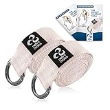 2ER 2,4m Yogagurte aus Baumwolle mit D-Ring - INKLUSIVE eBook I Für Pilates, Yoga und Fitness Training I Für Dehnungen, mehr Flexibilität und Gleichgewicht I Yoga Strap (2 Gurte)