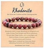 POWWA Rhodonit-Armbänder für Frauen, Naturstein-Chakra-Perlenarmband, Armband für Männer und Frauen