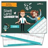 Stadt Land Fluss Lehrer + Lehrerin by snaPmee - Schule-Edition als Quiz Geschenk für Klassenlehrer & Schüler - 50 Blatt Din-A4 Block