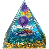 QINJIEJIE Groß Kristall Pyramide Orgonit Pyramide Edelstein Stein Amethyst Grün Aventurin Harz Pyramide Meditation Natürliche Reiki Spirituelle Deko Esoterik Geschenke 6cm