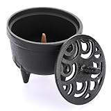 SUMNACON Räuchergefäß aus Gusseisen mit Deckel Räucherstäbchenhalter Räucherschälchen Räucherschale Weihrauchbehälter Hausdekoration für Schlafzimmer Yoga Wohnzimmer Geschenk(Schwarz)