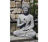Figur Buddha sitzend mt Handgeste - für Haus und Garten - Höhe 73 cm - dunkelgrau