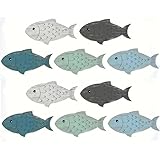 Ltstor 10 Pcs hölzerne Fisch Wanddekoration, klebende hölzerne Fisch Dekoration Strand Stil Wandkunst Dekoration, Haus im Freien Strand See Haus Dekoration