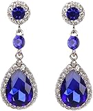 FDEETY Ohrringe Wassertropfen Teardrop Kristall für Damen Hypoallergen Hängende mit Tropfenschliff Edelsteine Zirkonia Ohrringe Lange Baumelnde Ohrstecker Hochzeit Partei Abschlussball(Blau)