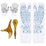 4stk Reflexzonenmassage-Socken mit Werkzeugen, 30x9cm Lindert Müdigkeit Druckpunkt-Massagesocken Fußmassagesocken mit Handschuhen Akupressursocken Akupunkturpunktsocken Gegen Fußschmerzen