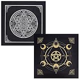 CREATCABIN Altartuch Mond Sonne Stern Pentagramm Himmlisches Tarot-Deck Spiritueller Wandteppich Tischdecke Macht Heiliges Tuch Astrologie Für Wahrsagen Premium-Hexereizubehör Pagan 19.29x19.29 cm