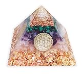 ORGONIC-Art Orgonit Pyramide - Orgon Pyramide, nach Wilhelm Reich mit Malachit, Amethyst & Rosenquartz, zur Raumharmonisierung und Schutz vor negativen Energien, 5G, WLAN, Elektrosmog