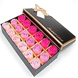 18pcs Rose Soap Blumen in GeschenkBox, Faszinierende Duft von Rosen, Hübsche Form, Farbverlauf Farbe (rosarot)