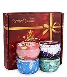 Duftkerze Set 4 Stück, Weihnachtskerze Duftkerzen Geschenkset Für Frauen, Aromatherapie Kerzen Aroma Kerzen, Natürliches Sojawachs Kerze für Muttertag, Weihnachten,Geburtstag, Valentinstag, Yoga