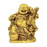 TIED RIBBONS Lachender Buddha Statue für Glück und Geld Feng Shui Dekor für Zuhause Gold Buddha Statue für Büro Schreibtisch Happy Buddha Dekorationen für Wohnzimmer Buda Figur