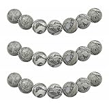 MJDCB Perlen zum Auffädeln 4mm 85 stück Graue Karte Jaspis Halbedelsteine Perlen mit Loch Natürliche Lose Runde Steinperlen für Herstellung Schmuck Armbänder Halsketten