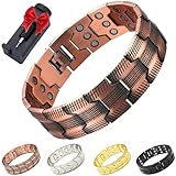 Ultra-Stärke Magnetisches Kupfer-Armband, Dreireihiges Magnetarmband, Verstellbares Leichtes Kupferarmband Für Herren, Gesundheitsenergiearmband Mit Ablösewerkzeug (Rot)