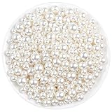 Anezus Perlen, 800 Stück, elfenbeinfarbene Perlen zum Basteln, lose Perlen für Schmuckherstellung, Handwerk, Dekoration und Vasenfüller (verschiedene Größen)