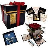B & S Bismillah and Smile Premium Kaaba Geschenkbox für Hajj & Umrah - Edles Set mit 2 Satin-Geschenkbändern & 4 Metallic-Markern