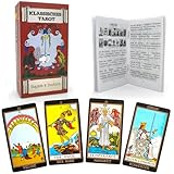 Pelucton Klassisches Tarotkarten mit Buch für Anfänger Deutsch，Traditionelle Tarot Deck mit Modernen Ziffern und Kartennamen auf Deutsch und Englisch