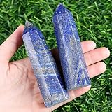 XIANNVXI 4' Kristalle Turm Groß Lapislazuli Edelsteine Stab Kristall Steine Türme Hexagonal Punkt Stäbe Natürlicher Meditation Energie Stein 9-10cm 1PC