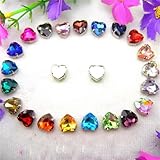 Strass-Glaskristalle for Aufnähen, Herzform, for Aufnähen, Strasssteine, silberne Krallen, Kristallperlen, 7 Größen, Farben, Mix, DIY-Applikation(27mm 10pcs A26 Colors mix)