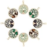 PandaHall 4 Stil Baum Des Lebens Charms Natürlicher Synthetischer Edelstein Kristallstein Anhänger Chakra Kristallbaum Masse Für Halsketten-Schmuckherstellungs Schlüsselanhänger Schlüsselanhänger
