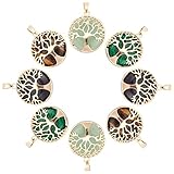 PandaHall 4 Stil Baum Des Lebens Charms Natürlicher Synthetischer Edelstein Kristallstein Anhänger Chakra Kristallbaum Masse Für Halsketten-Schmuckherstellungs Schlüsselanhänger Schlüsselanhänger